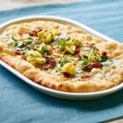 Tarte Flambe with Softly Scrambled Eggs and Goat Cheese