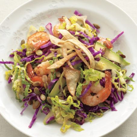 Shrimp and Avocado Salad With Crispy Tortillas