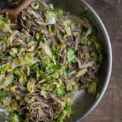 Shaved Brussel Sprouts and Soba Noodles with Ginger-Honey Sauce