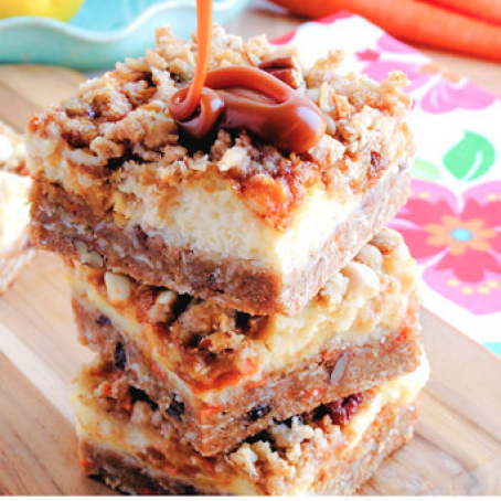 Carrot Cake Cheesecake Crumble Bars