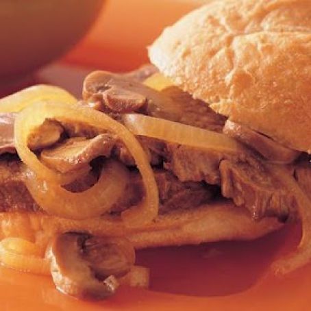 Slow Cooker Mushroom and Onion Pot Roast Sandwiches