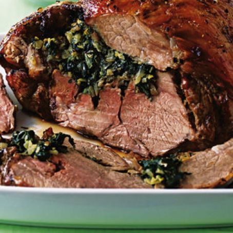 Boneless Leg of Lamb Stuffed with Swiss Chard and Feta