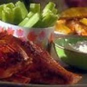 Chicken With Buffalo Sauce And Blue Cheese Dip With Roasted Sweet Potatoes