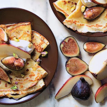 Cornmeal Crepes with Figs and Pears