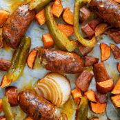 Roasted Sausage with Sweet Potatoes and Peppers