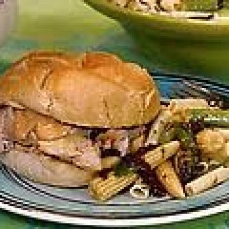 Hot Pork Sandwiches with Swiss and Quick Fix Russian Dressing