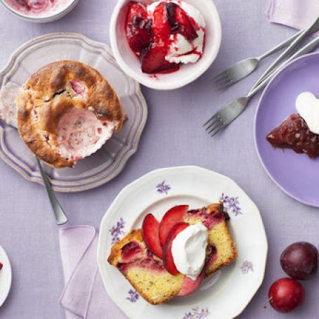 Caramelized Plum and Rosemary Polenta Pound Cake