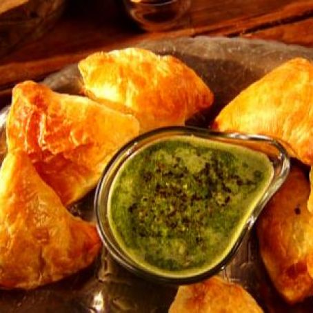 Baked Samosas with Mint Chutney