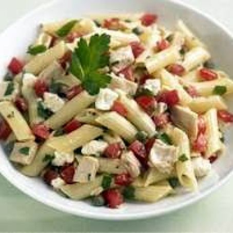 Pasta and Fresh Tomato Sauce with Tuna and Feta