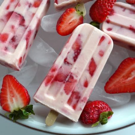 Strawberries and Cream Popsicles
