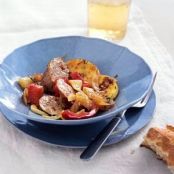 Sausage & Peppers With Crispy Polenta