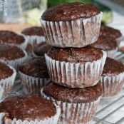 Skinny Double Chocolate Zucchini Pecan Muffins