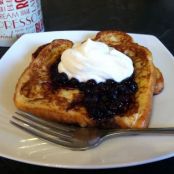 Quick French Toast with warm blueberries & Greek Yogurt
