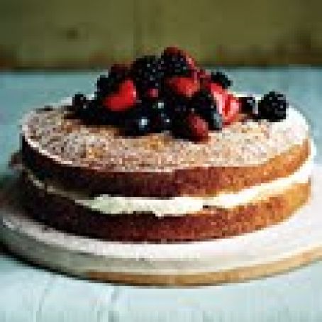 Mascarpone-Filled Cake with Sherried Berries