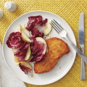 Crispy Chicken Cutlet With Radicchio and Pear Salad
