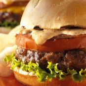 GRILLED CHORIZO BURGERS WITH GRILLED TOMATO AND CHEDDAR
