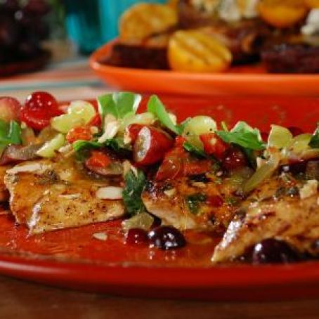 Chicken - Grilled Salad with Apricot Glaze, Homemade Mustard Vinaigrette and Grape Salad
