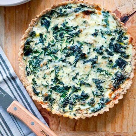 Winter Greens & Gruyere Tart with a Cornmeal Millet Crust