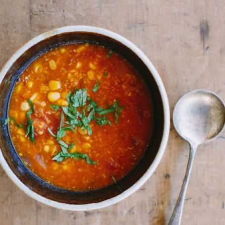 Spicy Tomato and Sweetcorn Soup