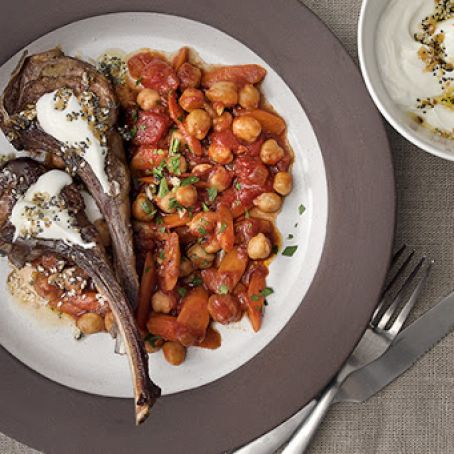 Lamb Chops with Everything-Bagel Yogurt & Chickpeas