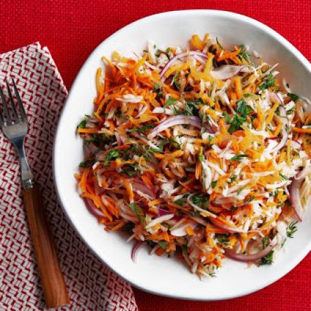 Raw Turnip, Carrot & Apple Salad With Mixed Herbs