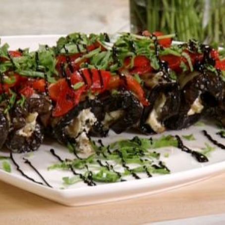 Grilled Eggplant Roulade with Balsamic Glaze