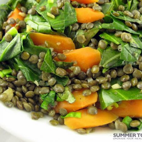 Collards, Carrots and French Green Lentils