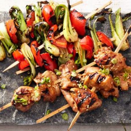 Hoisin Chicken and Bok Choy Kebabs