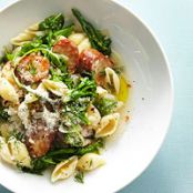 Spicy Chicken Sausage Pasta and Greens