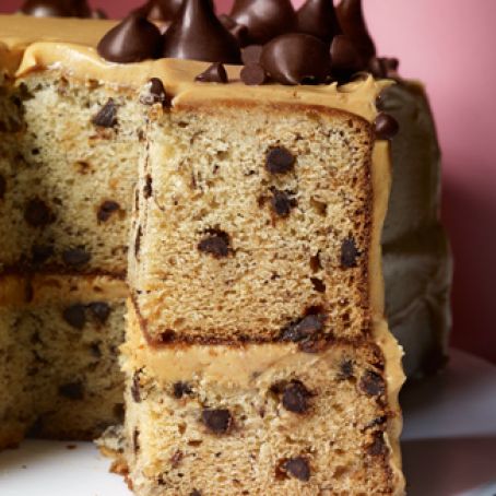 Banana Chocolate Chip Cake w/Peanut Butter Frosting