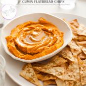 Spiced Sweet Potato Hummus and Cumin Flatbread Chips