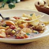 Slow Cooker Southwest Chicken Soup with Baked Tortilla Strips
