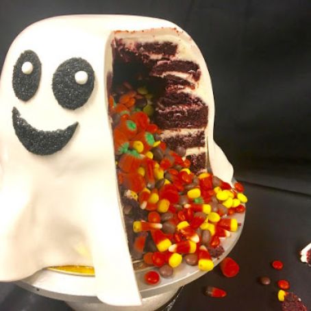 Ghost Busted Pinata Cake