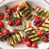 Grilled Halloumi and Cherry Tomatoes with Mint Pesto