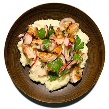 GRILLED ANACORTES PRAWNS w/CORN PUDDING