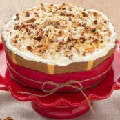 No Bake Pumpkin Cheesecake with Caramel Sauce & Biscoff Cookies