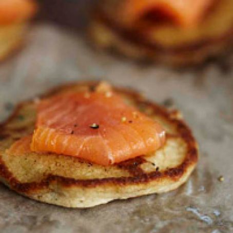 Buckwheat-Cheddar Blini with Smoked Salmon