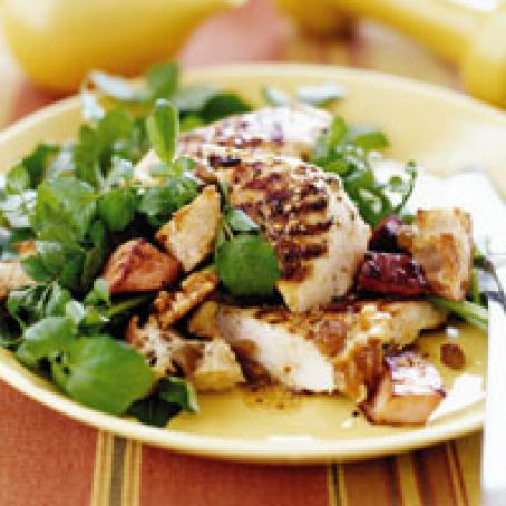 Grilled Chicken and Watercress Salad with Canadian Bacon