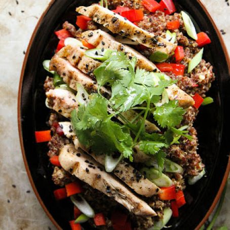 Sesame Ginger Quinoa Salad with Grilled Chicken
