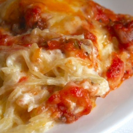Three-Cheese Baked Spaghetti