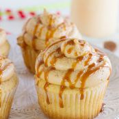 Eggnog Cupcakes with Caramel Eggnog Cupcakes