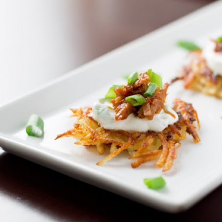 Potato Pancakes with Shredded BBQ Pork