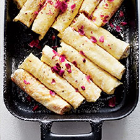 Ricotta Crêpes with Honey, Walnuts and Rose