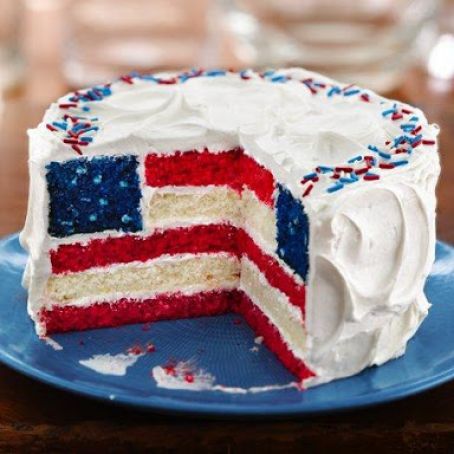 Red, White and Blue Layered Flag Cake