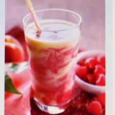 Peach, Raspberry with almond milk smoothie