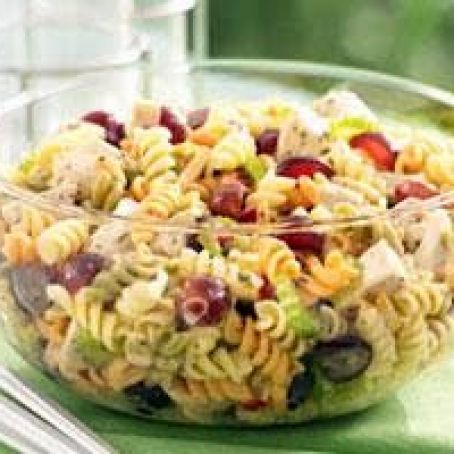 Chicken Pasta Salad with Grapes and Poppy Seed Dressing