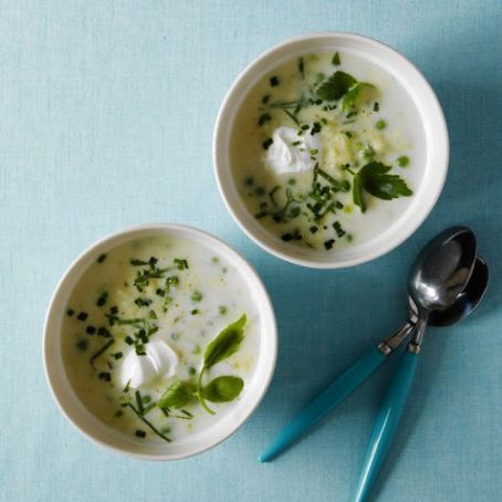 Summer Vichyssoise with Green Peas & Lovage