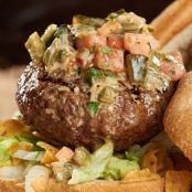 Stuffed Burgers with Poblano Pepper Relish