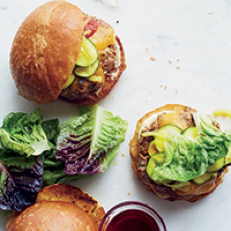 Farmbar Turkey Burgers with Bread-and-Butter Zucchini Pickles