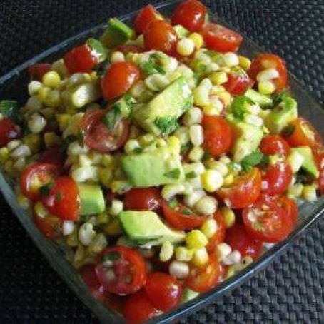 Corn, Avocado, Tomato Salad w/ Honey Lime Dressing